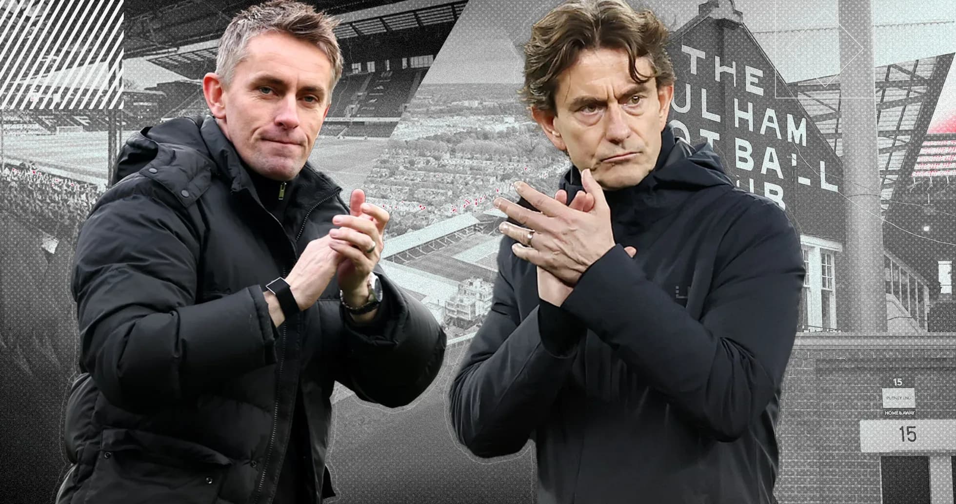 Entrenadores aplaudiendo antes del partido en el estadio