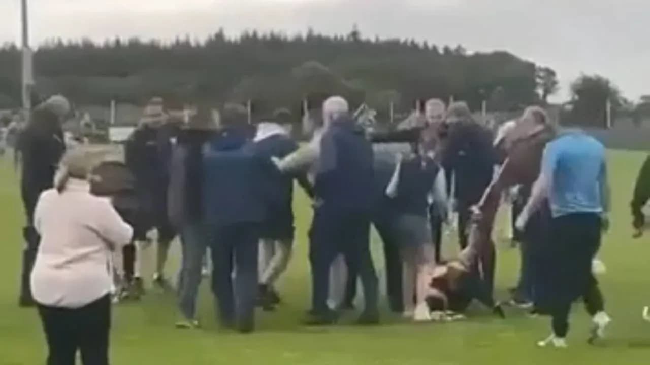 Multitud de personas en el campo durante un altercado