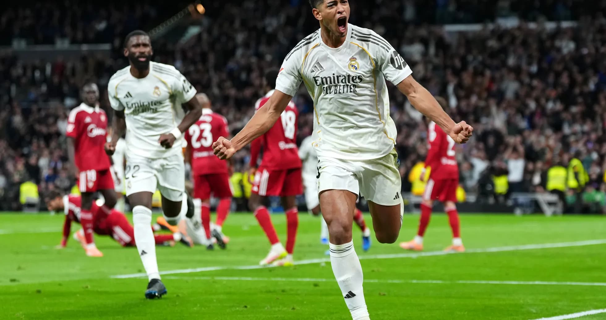 Jugador de Real Madrid celebrando un gol