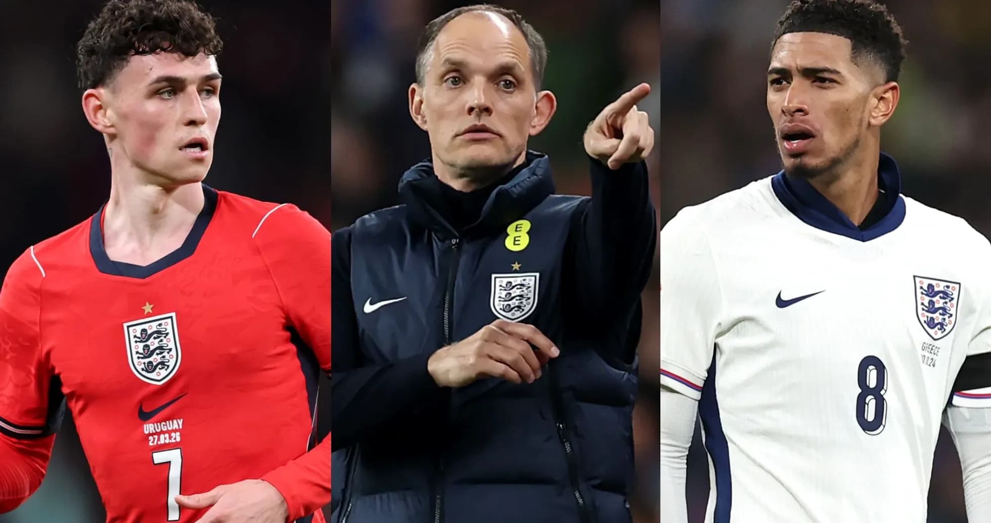 Jugadores de Inglaterra y entrenador en acción