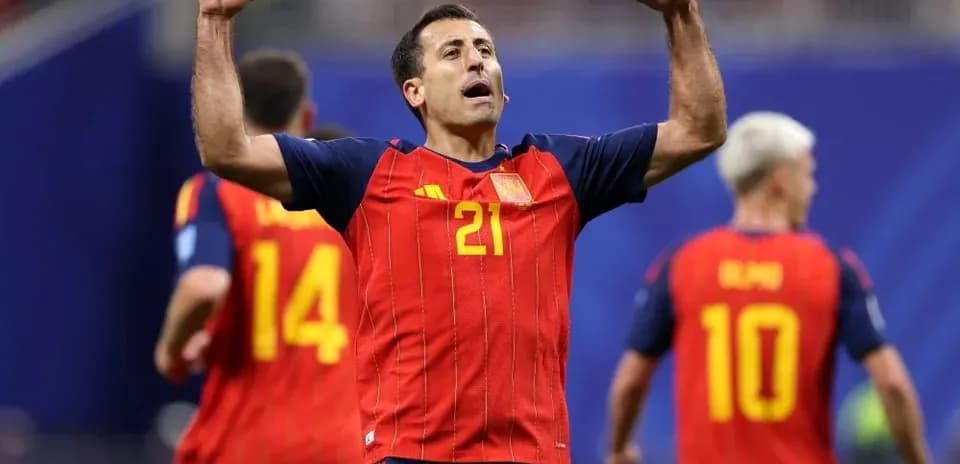 Jugador de España celebrando un gol en el partido