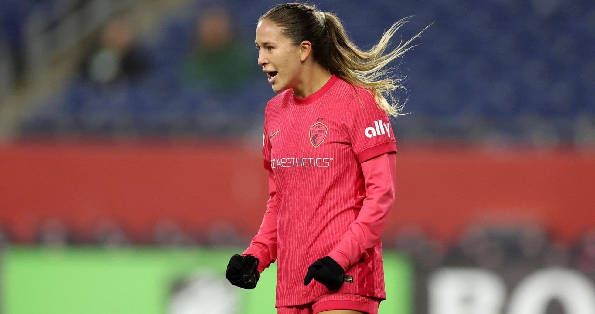 Jugadora del North Carolina Courage celebrando