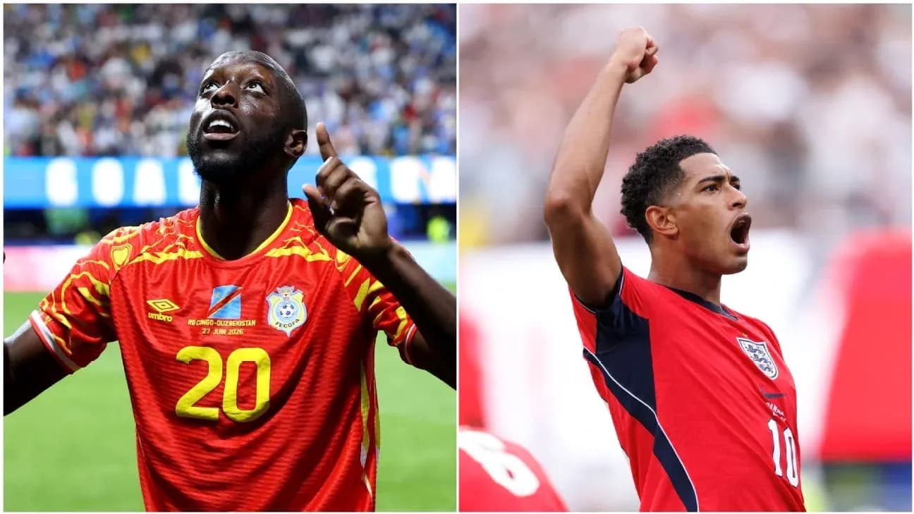 Jugadores de Inglaterra y Congo DR celebrando