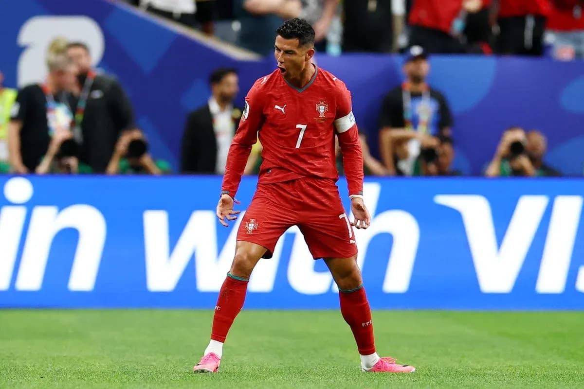 Cristiano Ronaldo celebrating a goal for Portugal