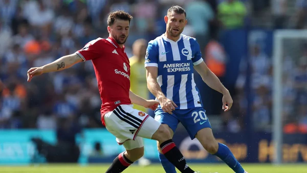 Jugadores de Brighton y Manchester United en acción