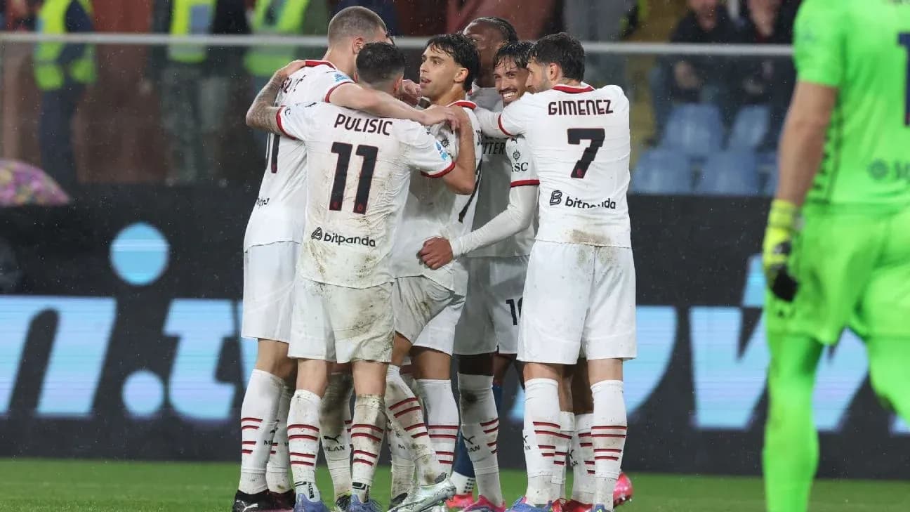 Celebración del equipo de AC Milan en el partido