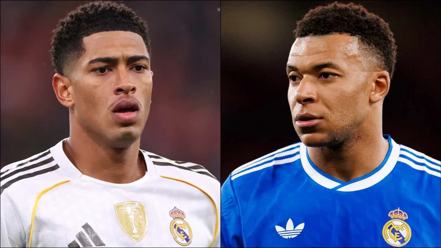 Jugadores de fútbol en uniformes de Real Madrid