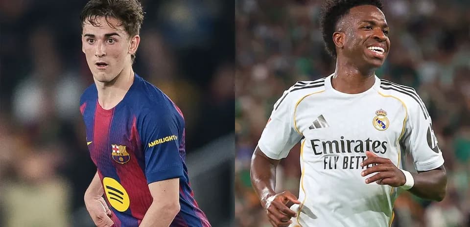 Jugadores de Barcelona y Real Madrid durante un partido