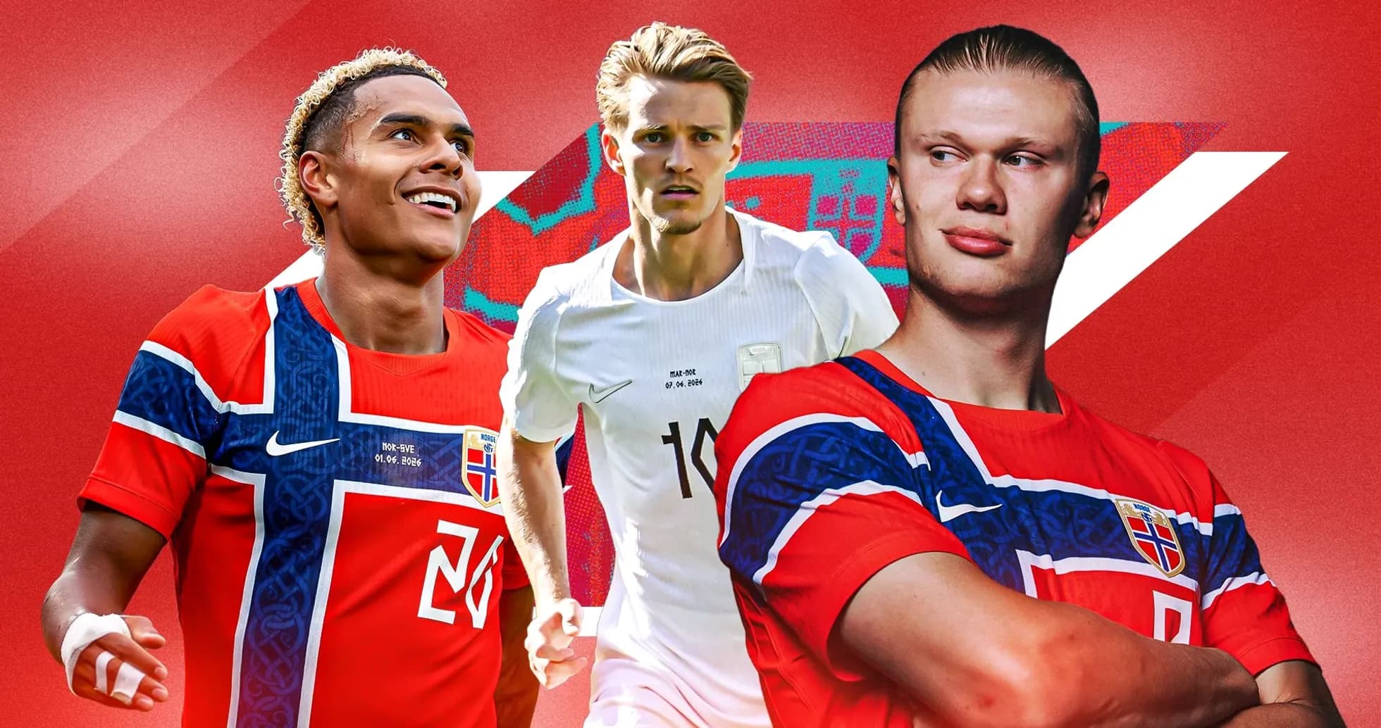 Jugadores de fútbol noruegos posando juntos