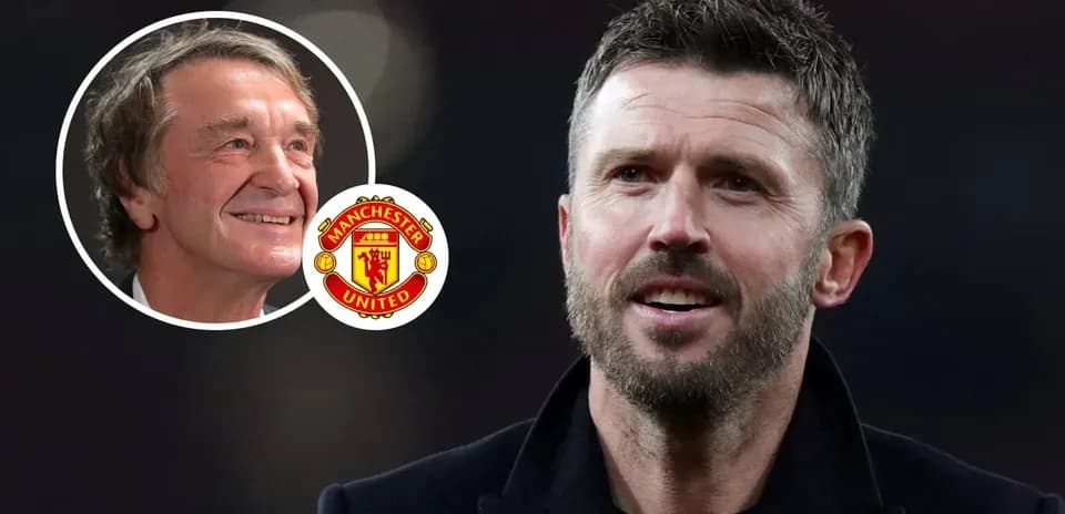Michael Carrick y John McGreal con logo de Manchester United