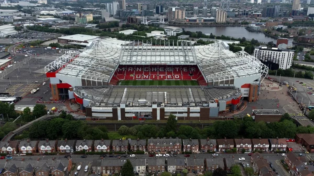 Estadio Old Trafford de Manchester United desde arriba