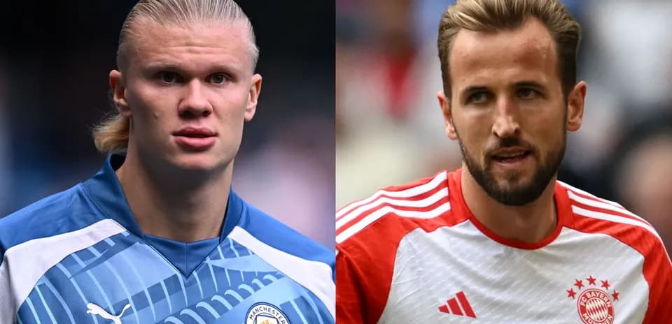Erling Haaland y Harry Kane en campos de fútbol