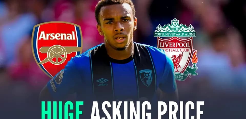 Jugador de Bournemouth con logotipos de Arsenal y Liverpool