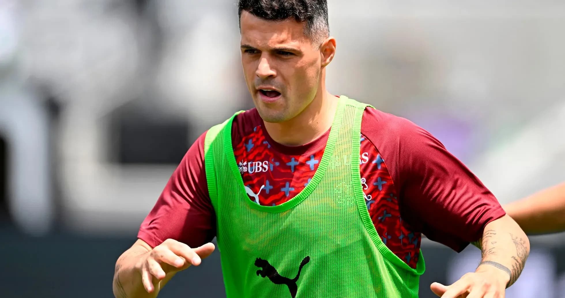 Jugador de Suiza entrenando para el Mundial