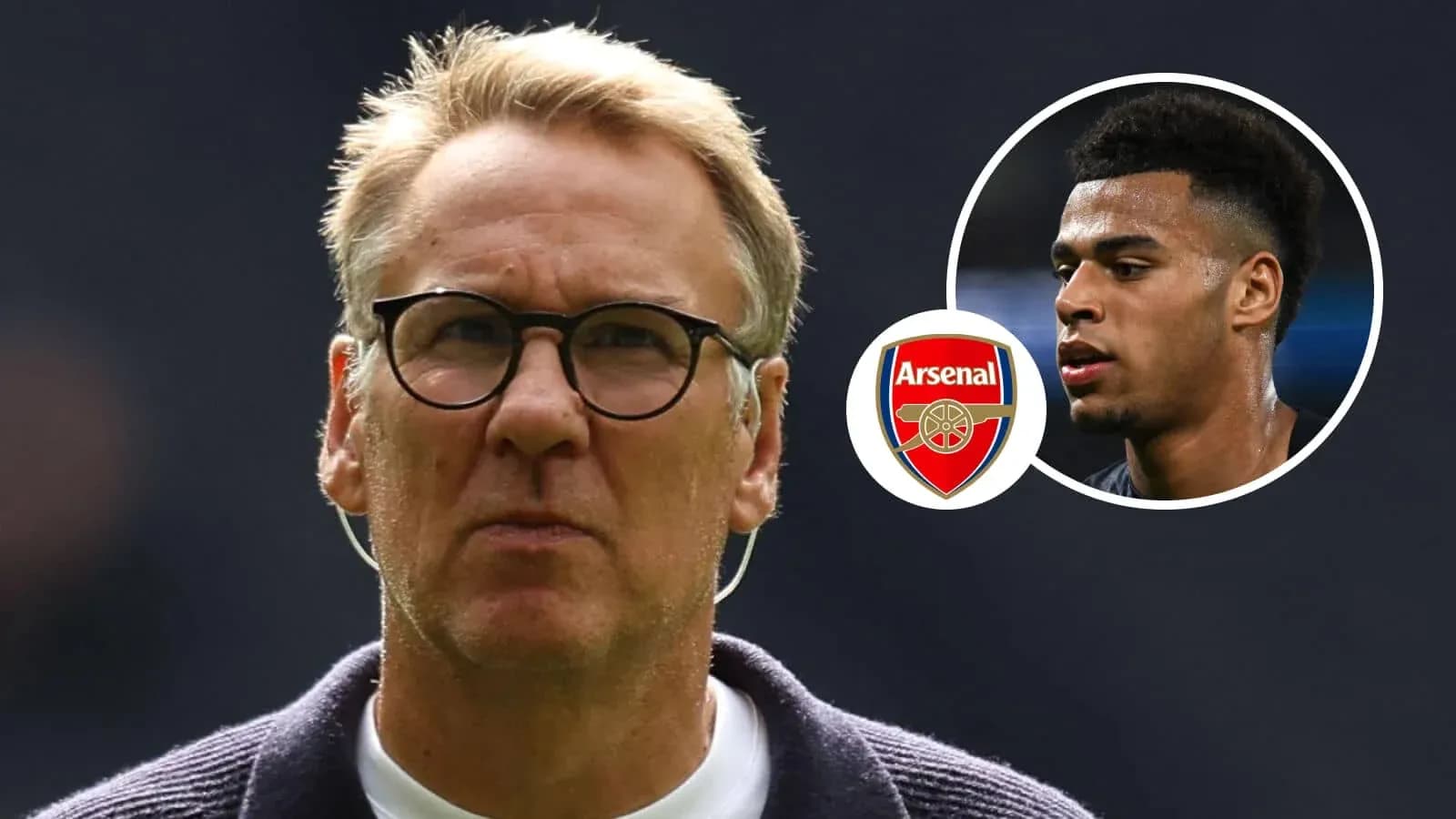 Entrenador con gafas y logotipo de Arsenal