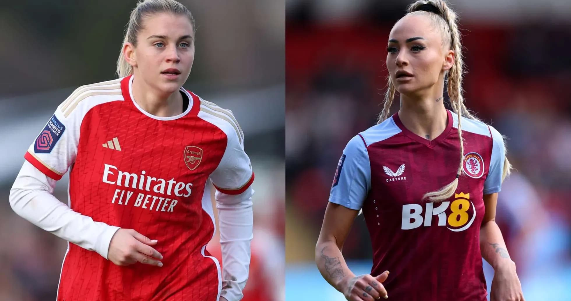 Jugadoras de Arsenal y Aston Villa en acción