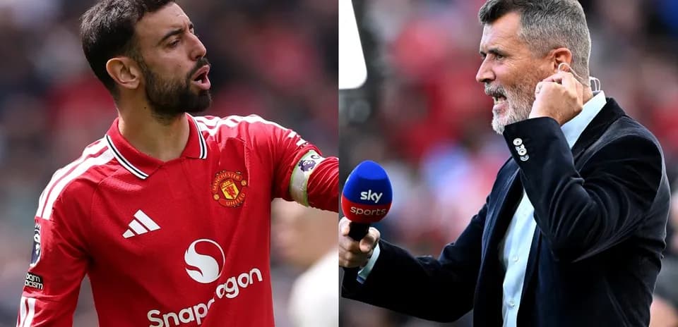 Bruno Fernandes y Roy Keane en el estadio
