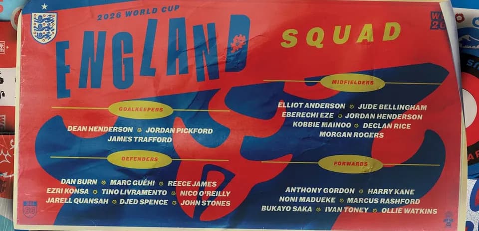 Cartel del equipo de Inglaterra para el Mundial 2026
