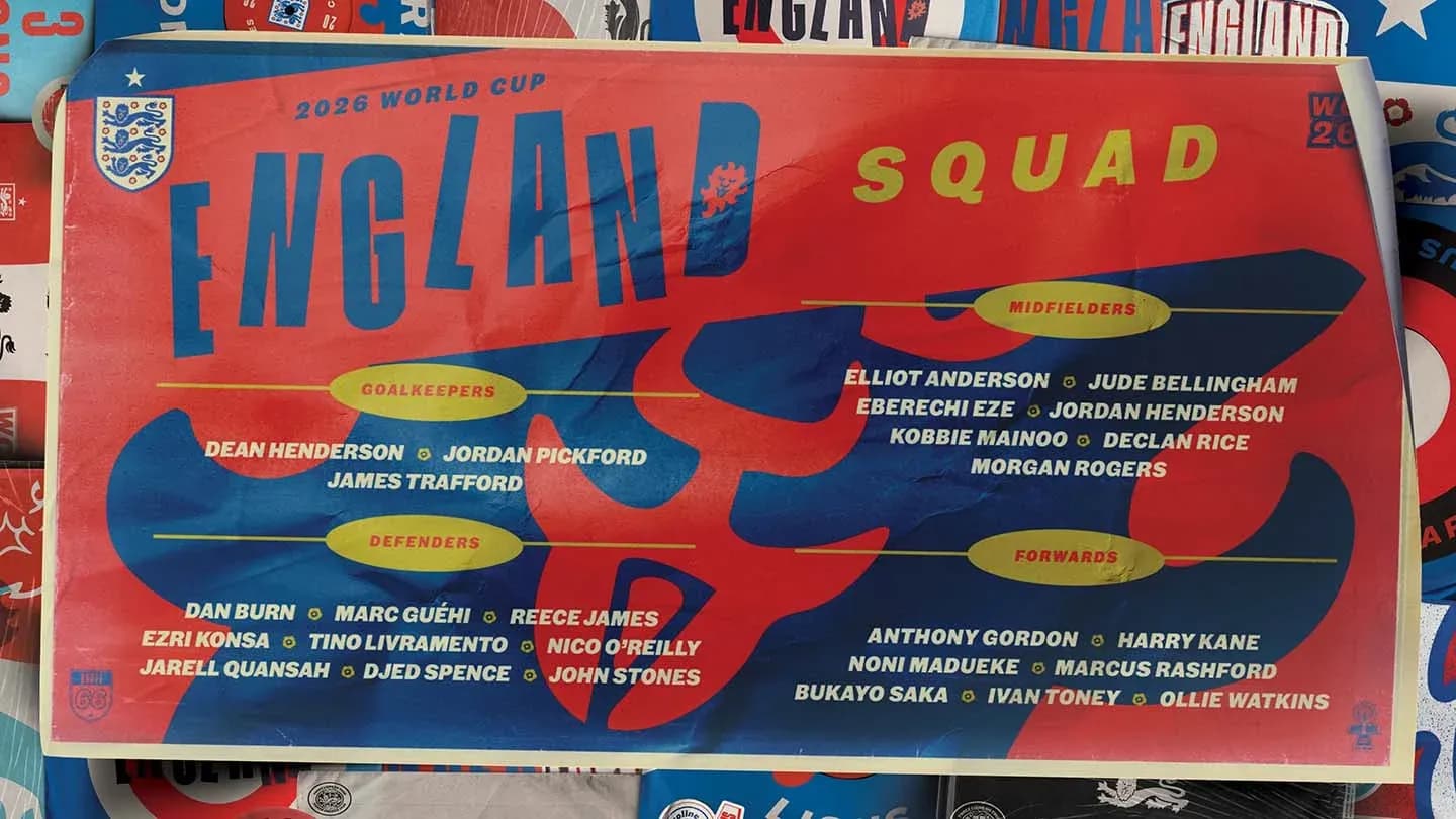 Cartel del equipo de Inglaterra para el Mundial 2026