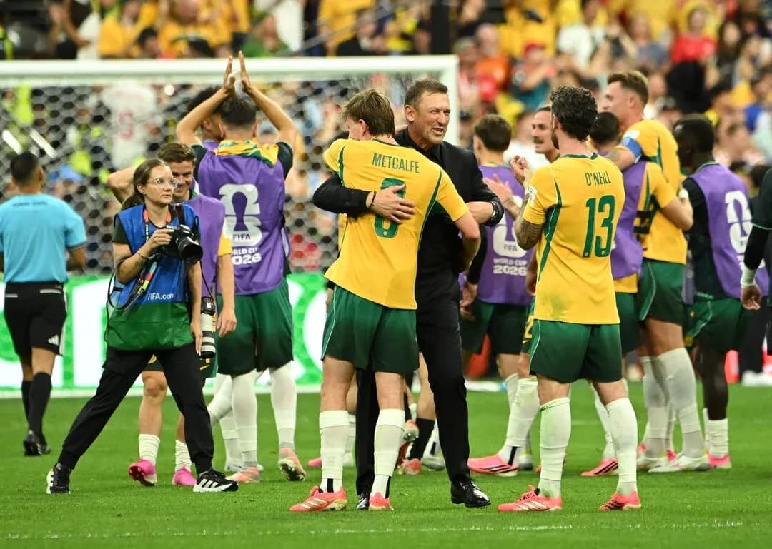 Jugadores de Australia celebrando la victoria