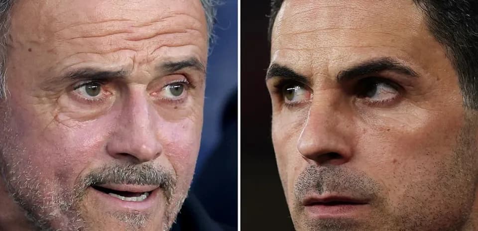Entrenadores Luis Enrique y Mikel Arteta en primer plano