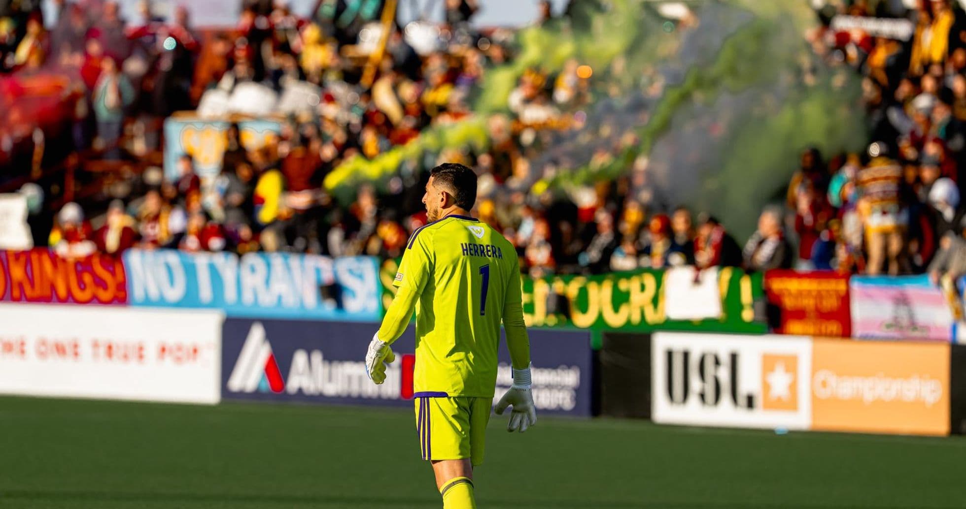 Portero de Detroit City en partido contra Sporting JAX