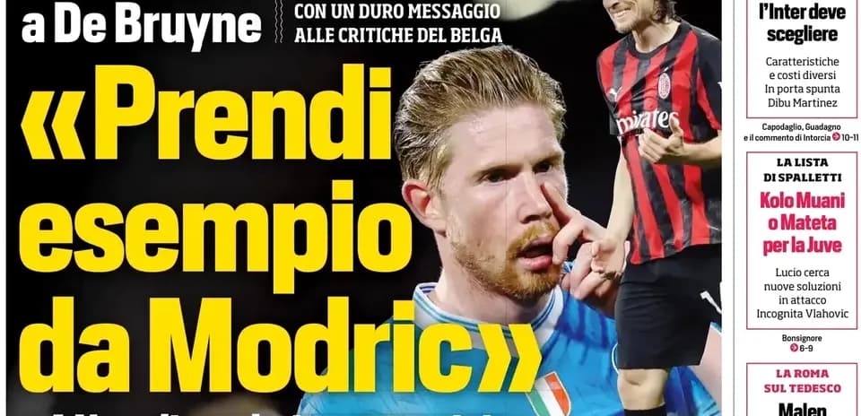 Kevin De Bruyne and Luka Modric featured in sports headline