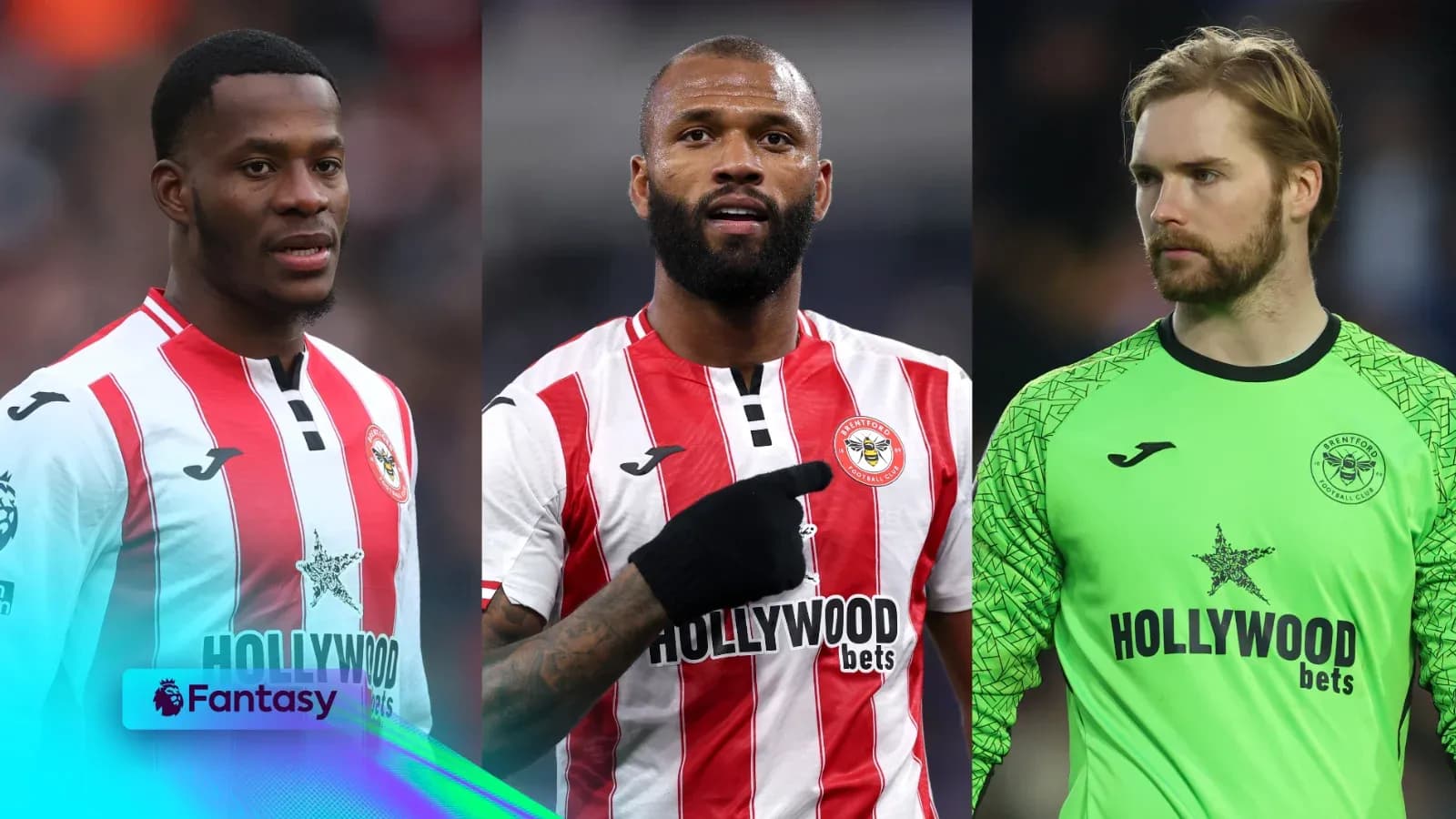 Tres jugadores de Brentford en uniforme de juego