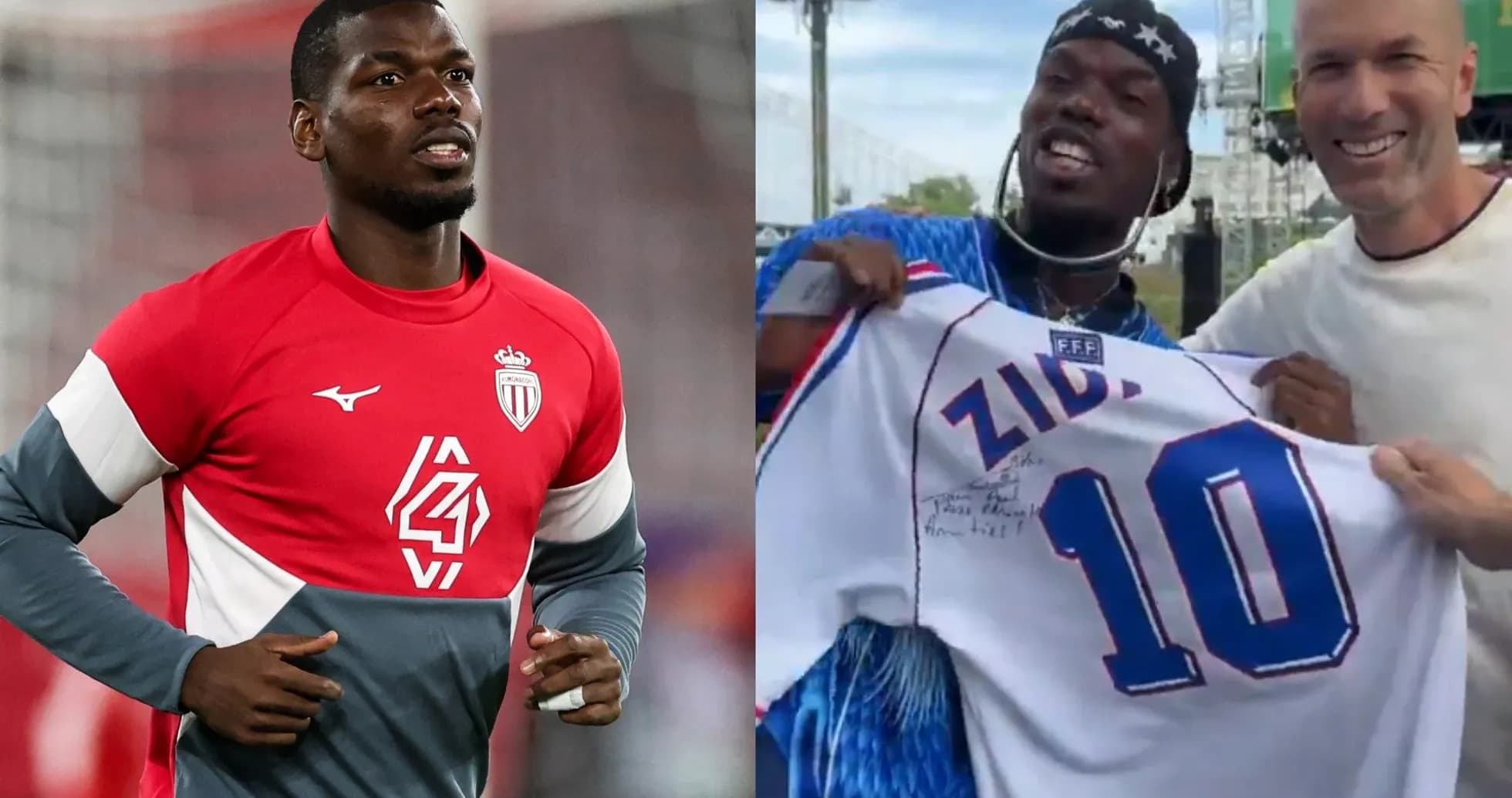 Paul Pogba entrenando y mostrando camiseta firmada