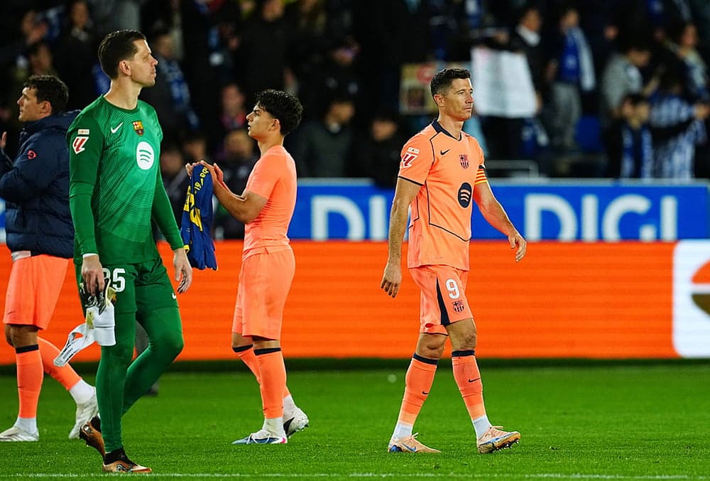 Jugadores del Barcelona tras el partido