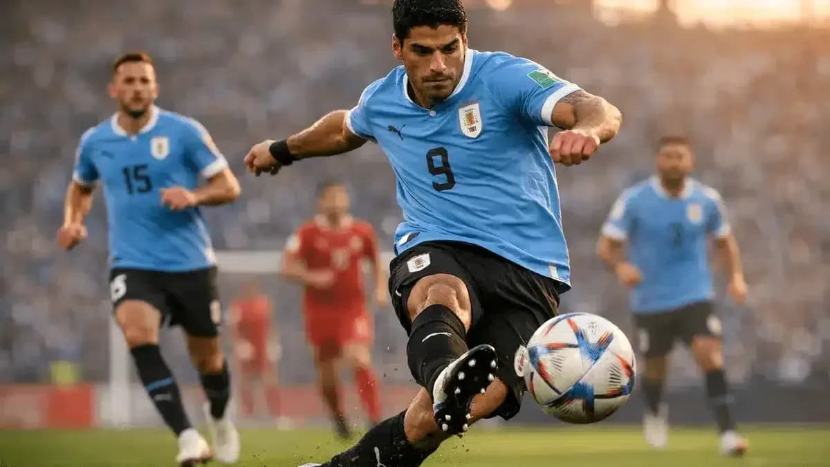 Luis Suárez disparando durante un partido de fútbol