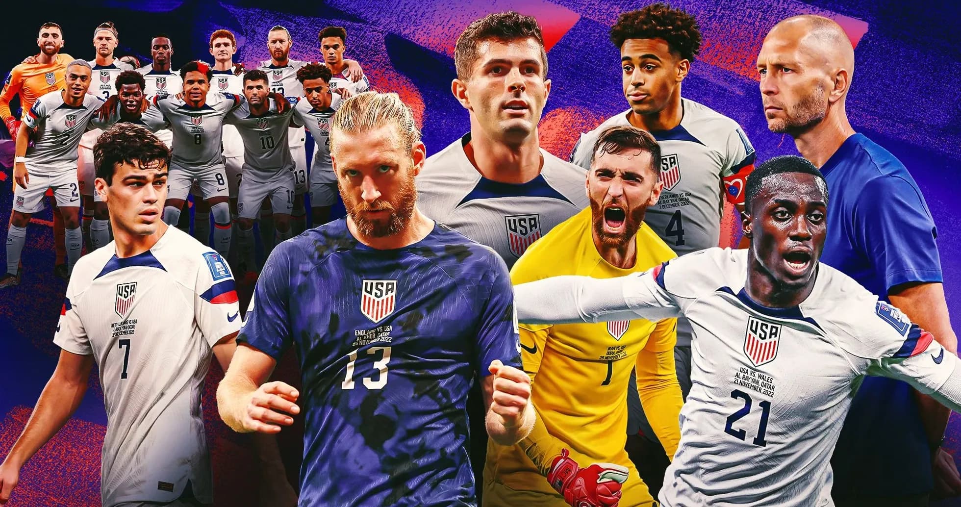 Jugadores de Estados Unidos en formación y acción