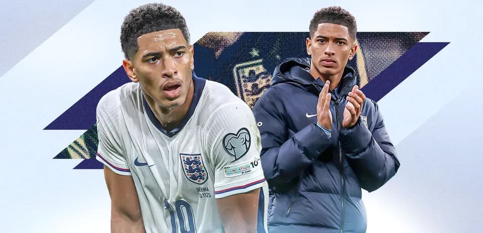 Jugador de Inglaterra en acción y en banquillo