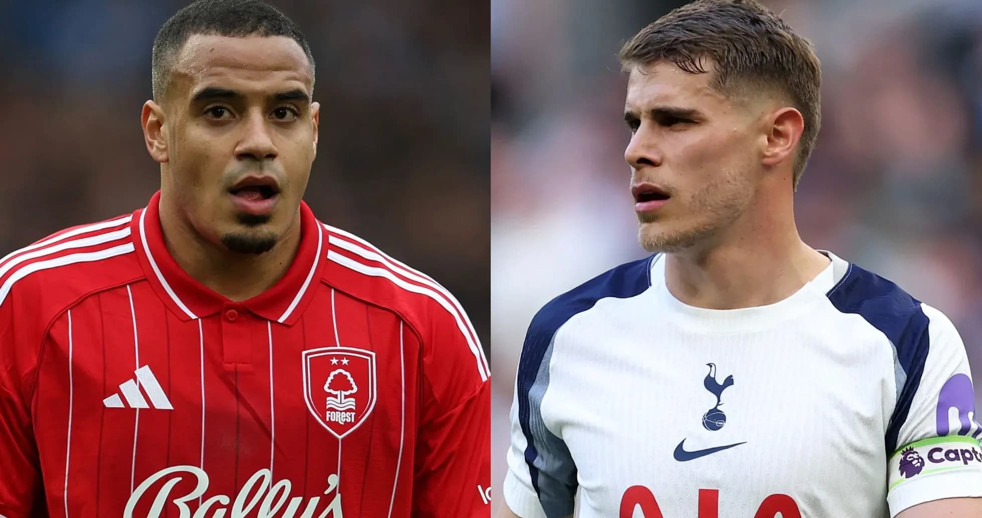 Jugadores de Nottingham Forest y Tottenham en acción