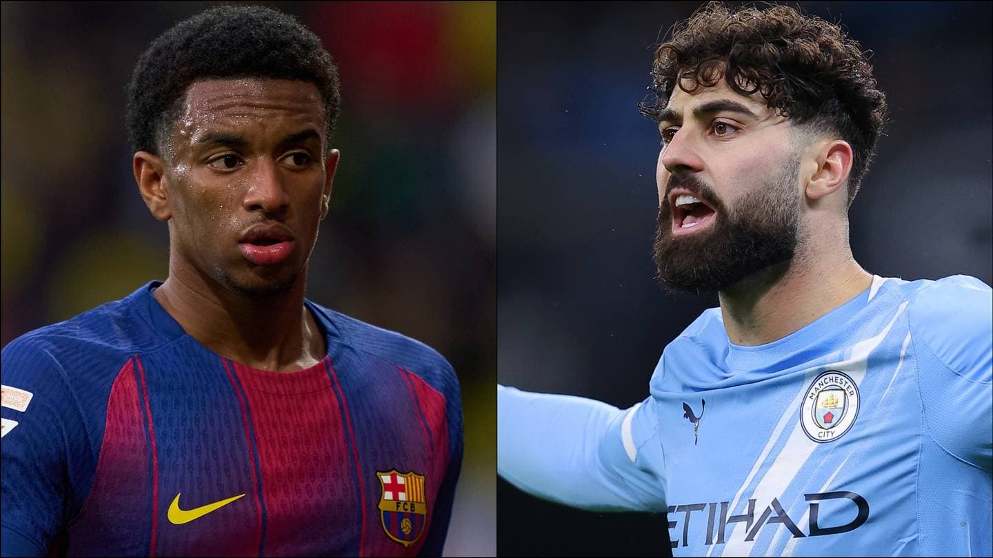 Jugadores de Barcelona y Manchester City durante un partido