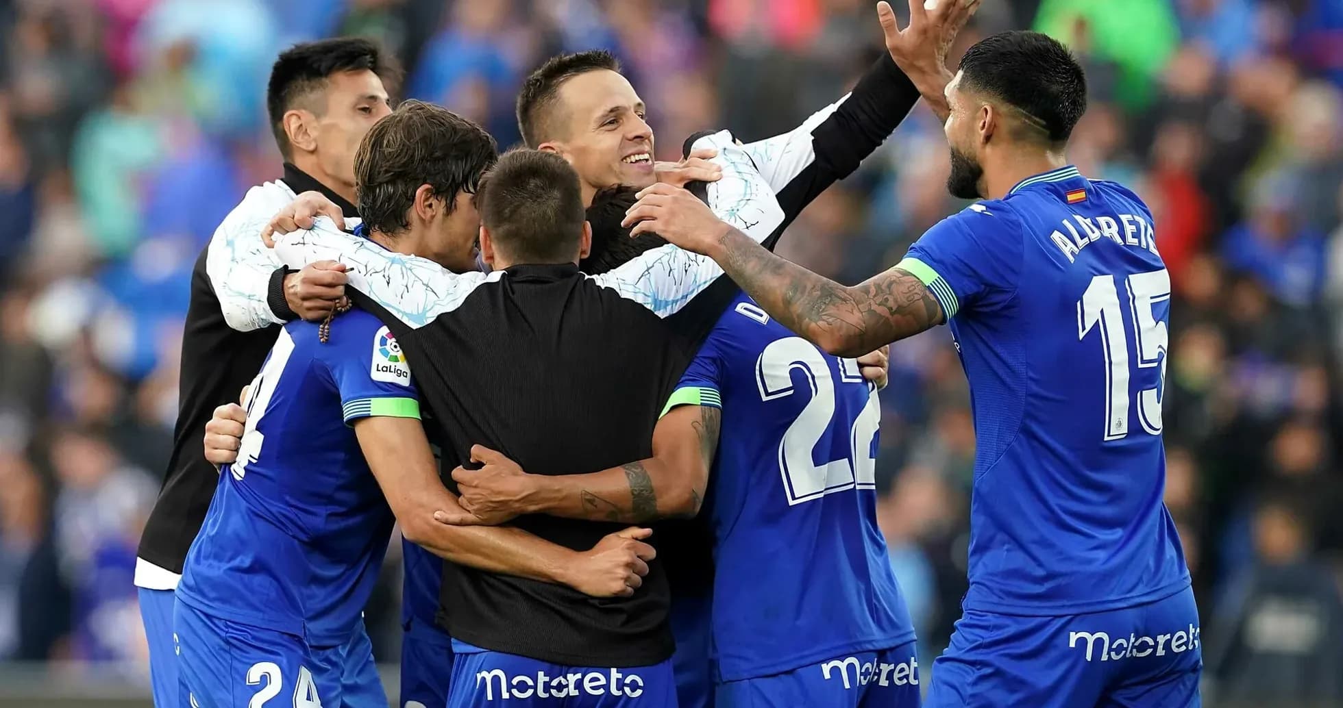 Jugadores de Getafe celebrando un gol