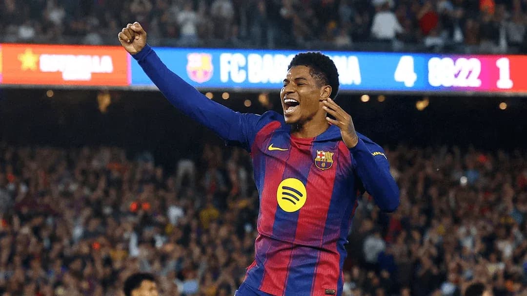 Jugador de FC Barcelona celebrando un gol en el partido