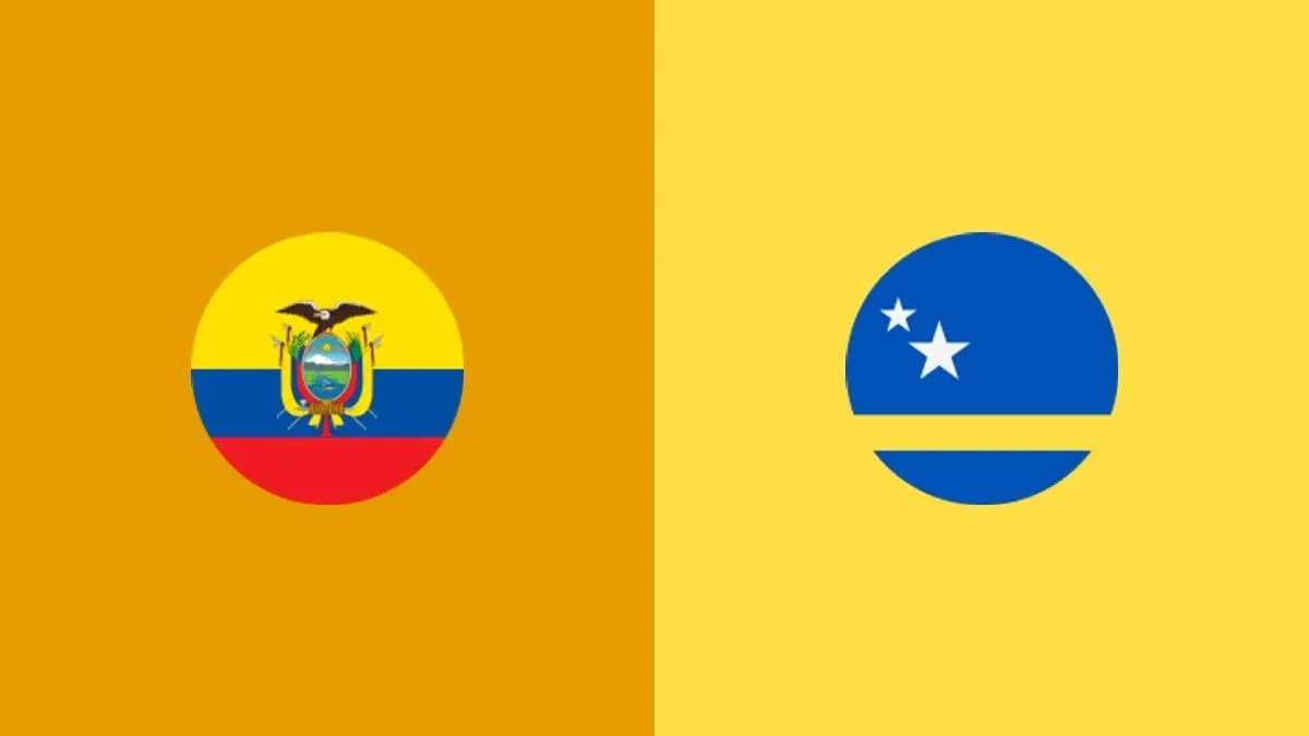 Banderas de Ecuador y Curazao en fondo amarillo Banderas de Ecuador y Curazao en fondo amarillo