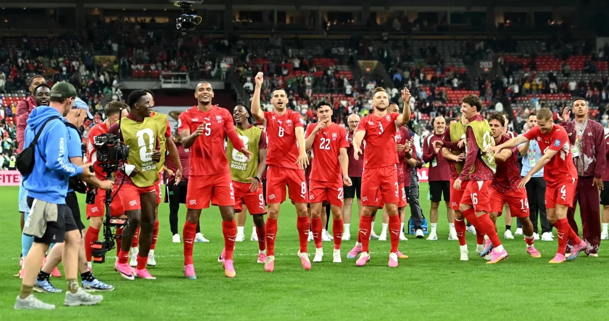 Jugadores de Suiza celebrando en el Mundial 2026 Jugadores de Suiza celebrando en el Mundial 2026